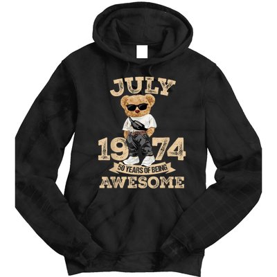 50 Years Of Being Awesome July 1974 Cool 50th Birthday Gift Tie Dye Hoodie