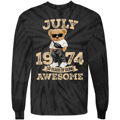 50 Years Of Being Awesome July 1974 Cool 50th Birthday Gift Tie-Dye Long Sleeve Shirt