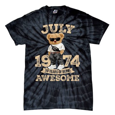 50 Years Of Being Awesome July 1974 Cool 50th Birthday Gift Tie-Dye T-Shirt