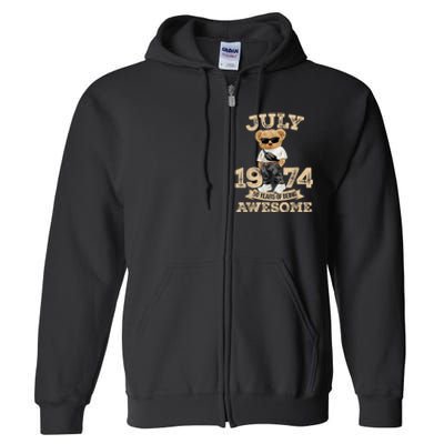 50 Years Of Being Awesome July 1974 Cool 50th Birthday Gift Full Zip Hoodie