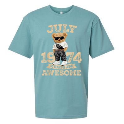 50 Years Of Being Awesome July 1974 Cool 50th Birthday Gift Sueded Cloud Jersey T-Shirt