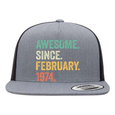 50 Year Old Gifts Awesome Since February 1974 50th Birthday Flat Bill Trucker Hat