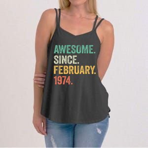 50 Year Old Gifts Awesome Since February 1974 50th Birthday Women's Strappy Tank