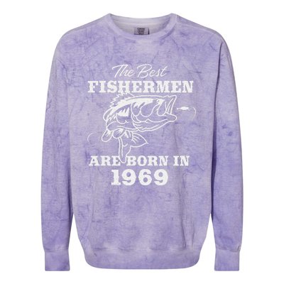 54 Year Old Fisherman Fishing 1969 54th Birthday Cute Colorblast Crewneck Sweatshirt