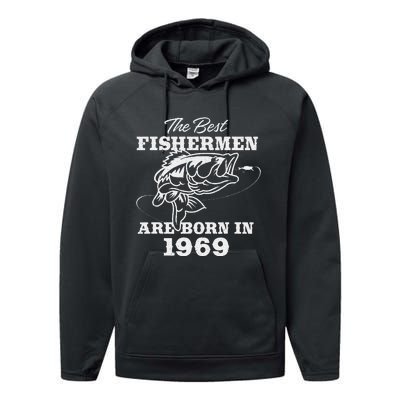 54 Year Old Fisherman Fishing 1969 54th Birthday Cute Performance Fleece Hoodie