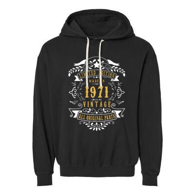 52 Years Old 52nd Birthday Made Born In 1971 Idea Garment-Dyed Fleece Hoodie