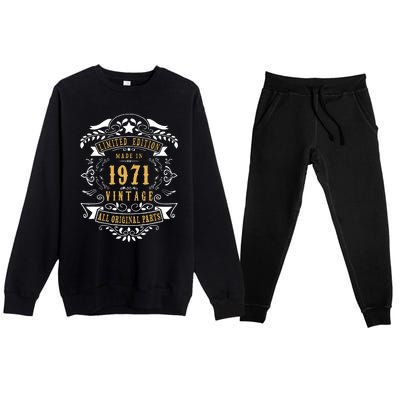 52 Years Old 52nd Birthday Made Born In 1971 Idea Premium Crewneck Sweatsuit Set