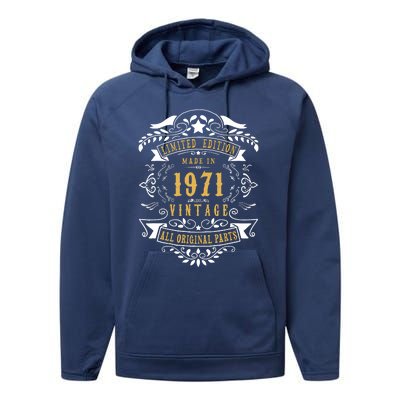 52 Years Old 52nd Birthday Made Born In 1971 Idea Performance Fleece Hoodie