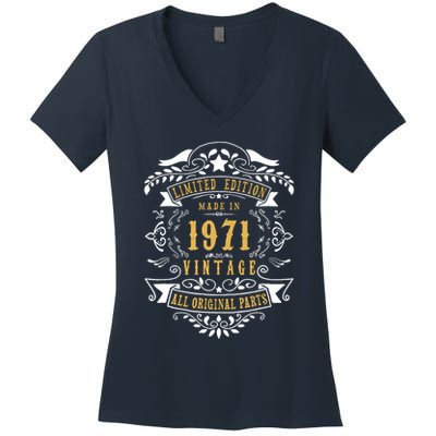 52 Years Old 52nd Birthday Made Born In 1971 Idea Women's V-Neck T-Shirt