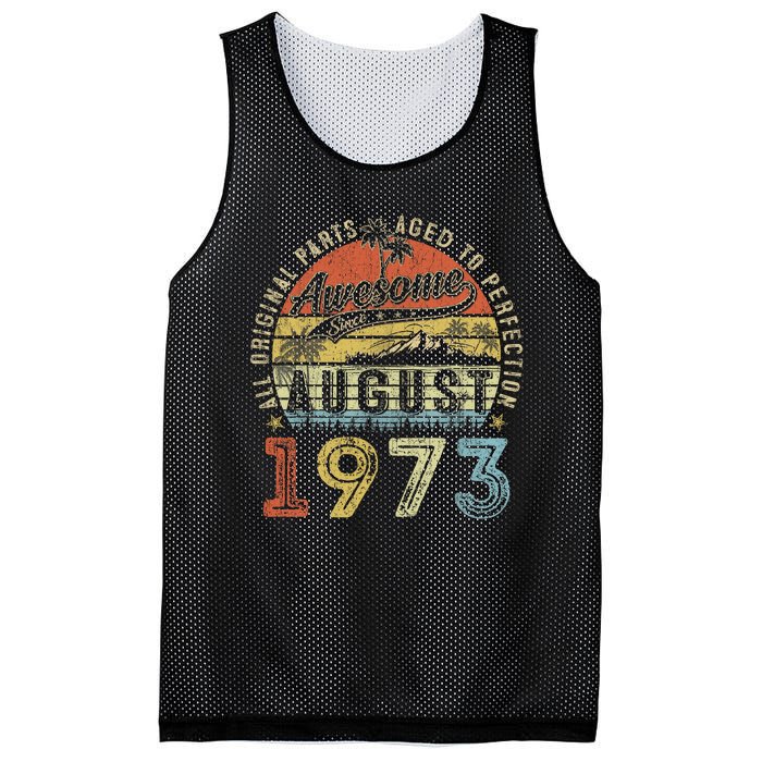 50 Year Old August 1973 Vintage Retro 50th Birthday Gift Mesh Reversible Basketball Jersey Tank