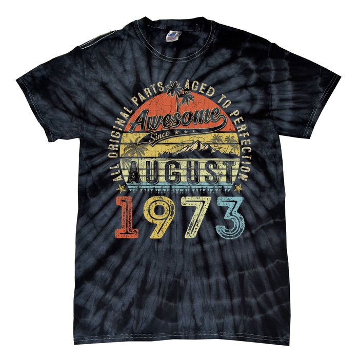 50 Year Old August 1973 Vintage Retro 50th Birthday Gift Tie-Dye T-Shirt