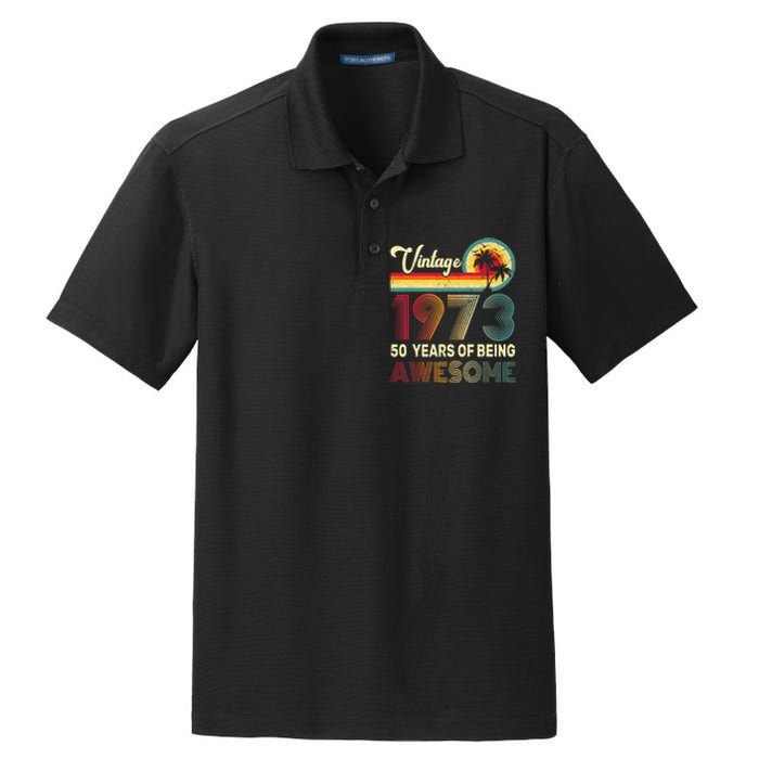 50 Years Old 1973 Vintage 50th Birthday Men Women Dry Zone Grid Polo