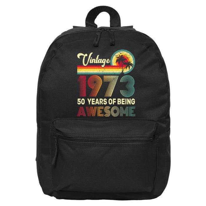 50 Years Old 1973 Vintage 50th Birthday Men Women 16 in Basic Backpack