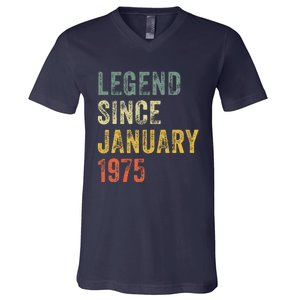 50 Year Old Gifts Legend January 1975 50th Birthday Dad V-Neck T-Shirt