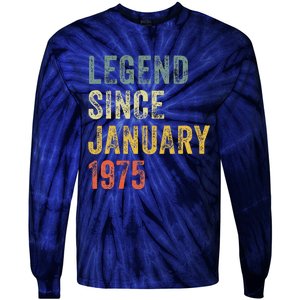 50 Year Old Gifts Legend January 1975 50th Birthday Dad Tie-Dye Long Sleeve Shirt