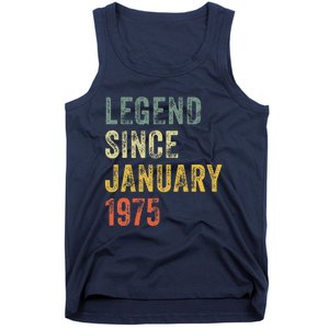 50 Year Old Gifts Legend January 1975 50th Birthday Dad Tank Top