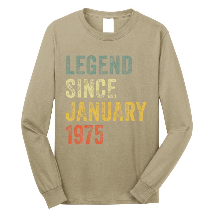 50 Year Old Gifts Legend January 1975 50th Birthday Dad Long Sleeve Shirt