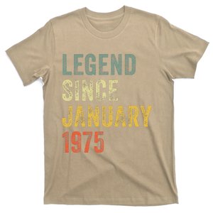 50 Year Old Gifts Legend January 1975 50th Birthday Dad T-Shirt