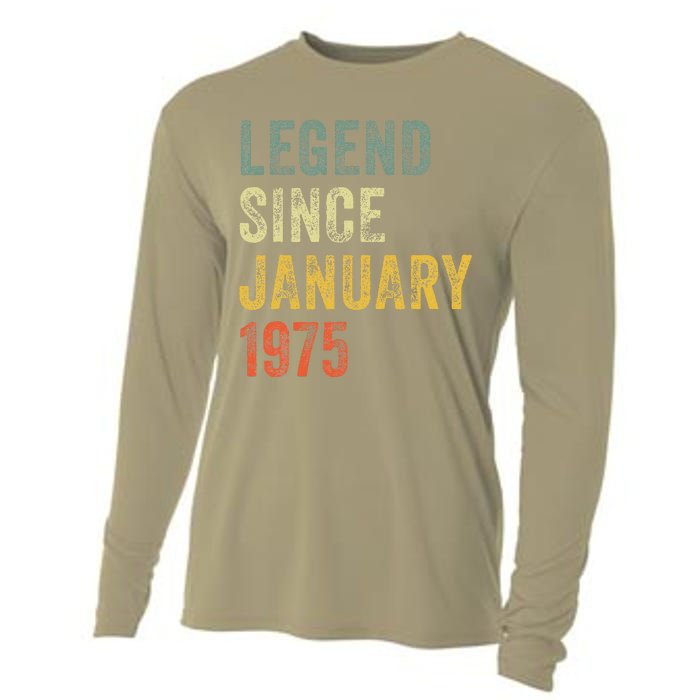 50 Year Old Gifts Legend January 1975 50th Birthday Dad Cooling Performance Long Sleeve Crew