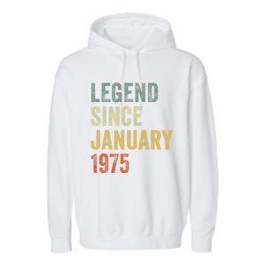 50 Year Old Gifts Legend January 1975 50th Birthday Dad Garment-Dyed Fleece Hoodie