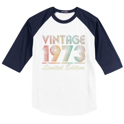 50 Year Old Vintage 1973 Limited Edition 50th Birthday Cute Baseball Sleeve Shirt