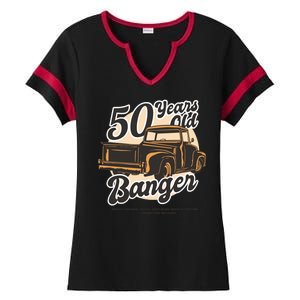 50 Years Old Banger Funny Birthday Ladies Halftime Notch Neck Tee