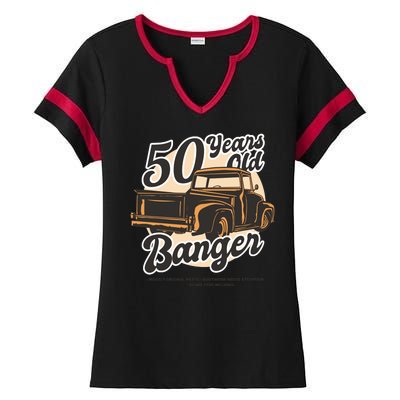 50 Years Old Banger Funny Birthday Ladies Halftime Notch Neck Tee