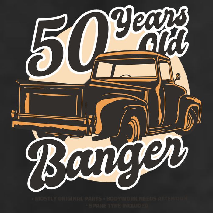 50 Years Old Banger Funny Birthday 7 Panel Mesh Trucker Snapback Hat
