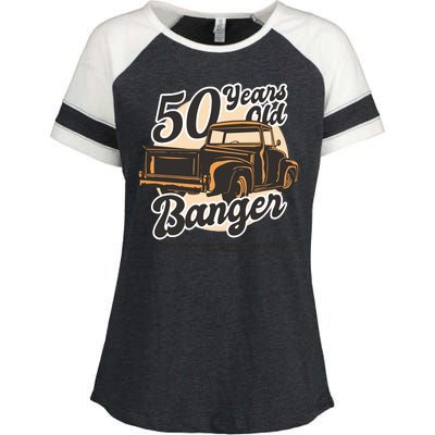 50 Years Old Banger Funny Birthday Enza Ladies Jersey Colorblock Tee