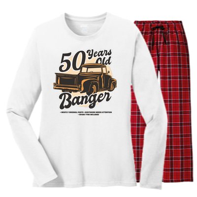 50 Years Old Banger Funny Birthday Women's Long Sleeve Flannel Pajama Set 