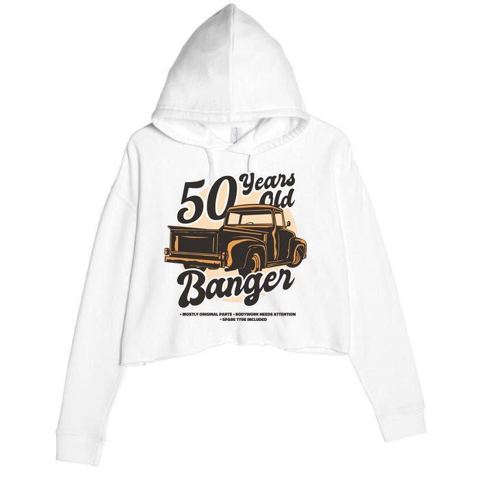 50 Years Old Banger Funny Birthday Crop Fleece Hoodie