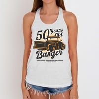 50 Years Old Banger Funny Birthday Women's Knotted Racerback Tank