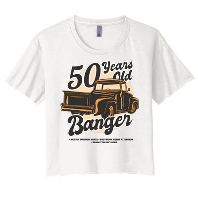 50 Years Old Banger Funny Birthday Women's Crop Top Tee