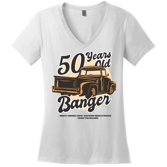 50 Years Old Banger Funny Birthday Women's V-Neck T-Shirt