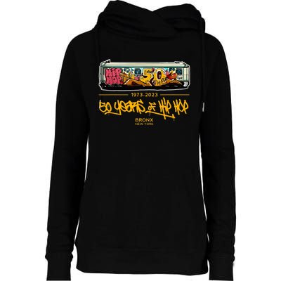 50 Years Of Hip Hop 50th Anniversary Retro Graffiti Womens Funnel Neck Pullover Hood