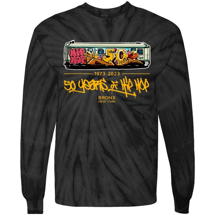 50 Years Of Hip Hop 50th Anniversary Retro Graffiti Tie-Dye Long Sleeve Shirt