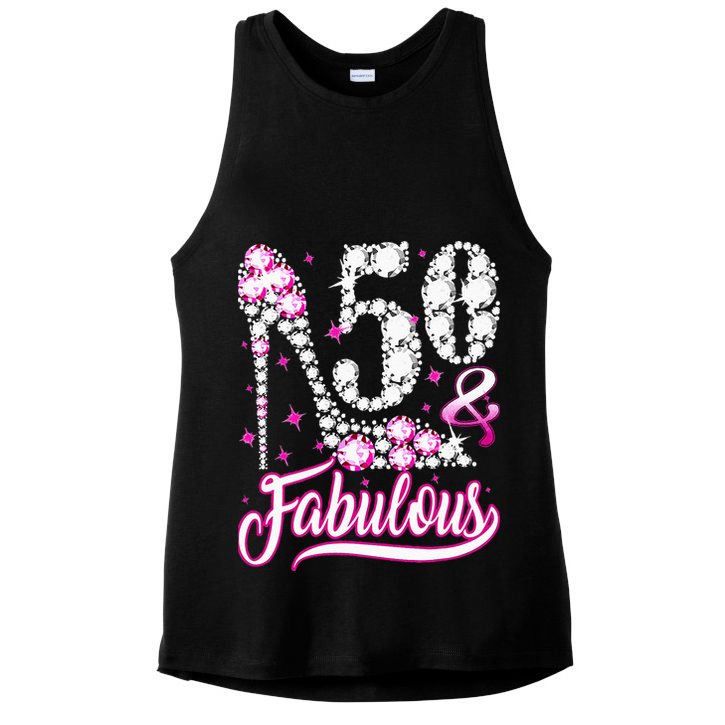 50 Years Old Gifts 50 & Fabulous 50th Birthday Pink Diamond Ladies PosiCharge Tri-Blend Wicking Tank