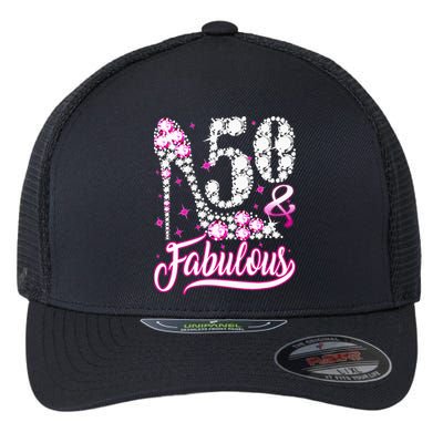 50 Years Old Gifts 50 & Fabulous 50th Birthday Pink Diamond Flexfit Unipanel Trucker Cap