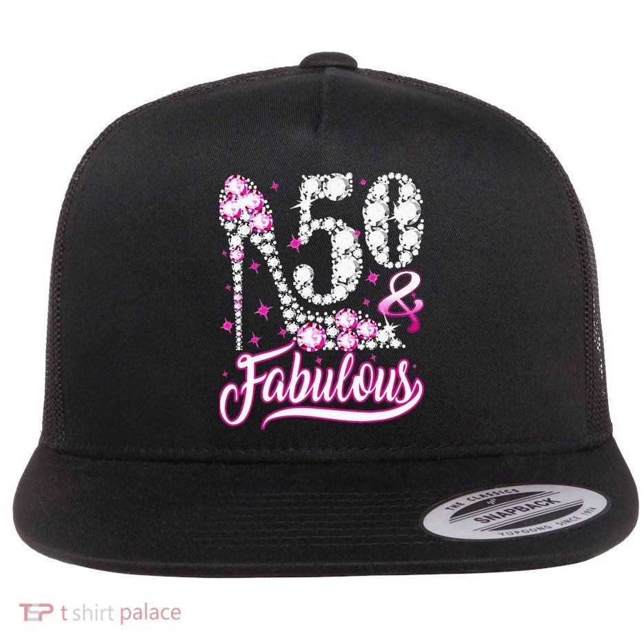 50 Years Old Gifts 50 & Fabulous 50th Birthday Pink Diamond Flatbill Hat