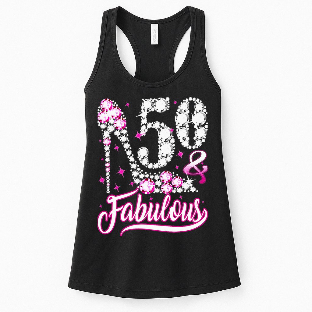 50 Years Old Gifts 50 & Fabulous 50th Birthday Pink Diamond Womens Tank Top