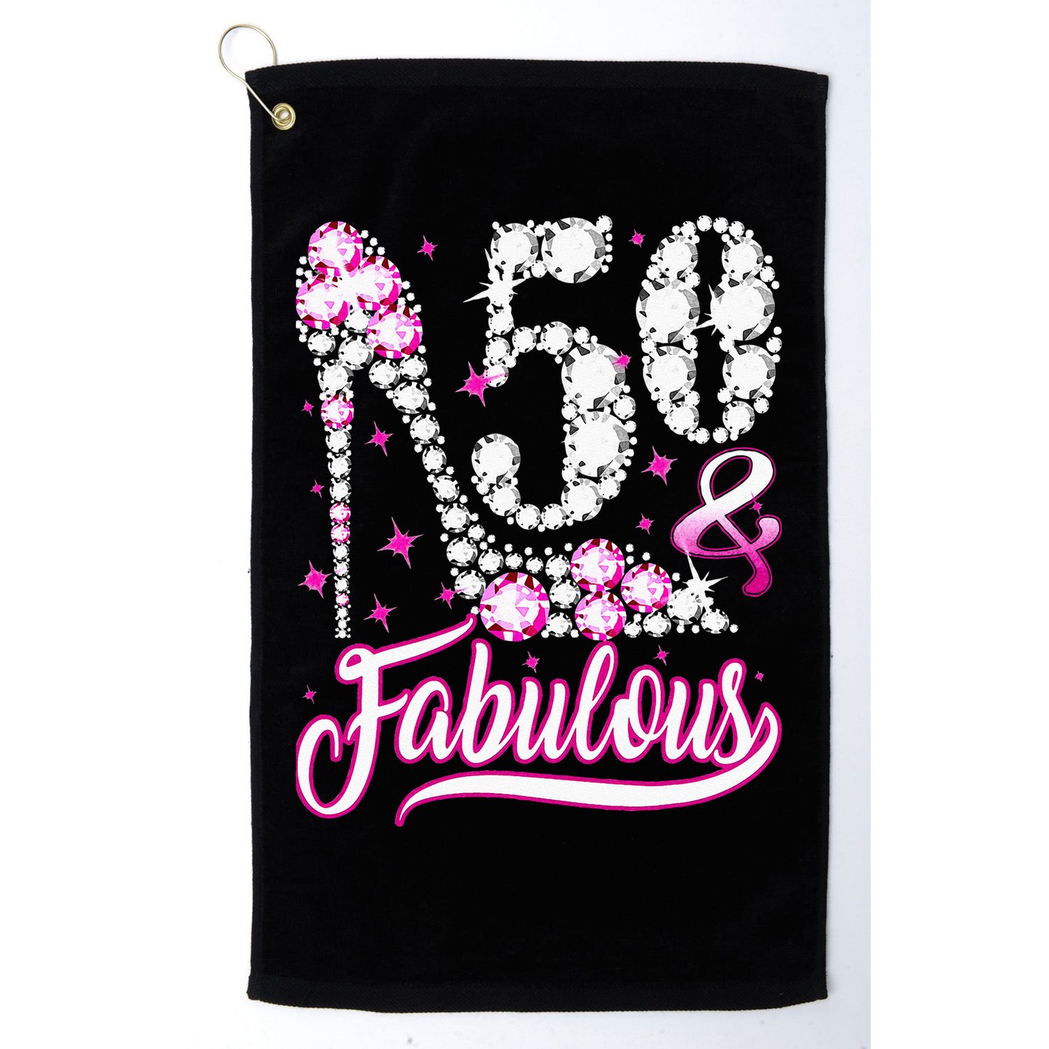 50 Years Old Gifts 50 & Fabulous 50th Birthday Pink Diamond Golf Towel