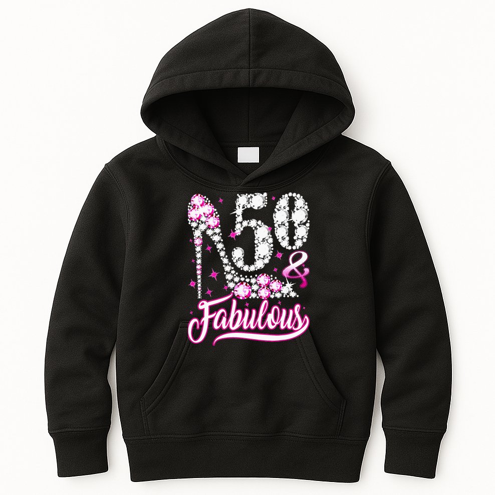 50 Years Old Gifts 50 & Fabulous 50th Birthday Pink Diamond Kids Hoodie