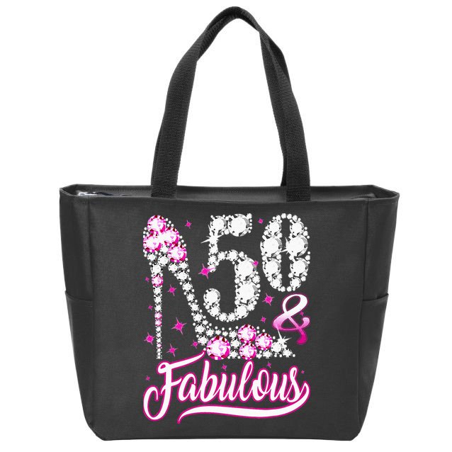 50 Years Old Gifts 50 & Fabulous 50th Birthday Pink Diamond Zip Tote Bag