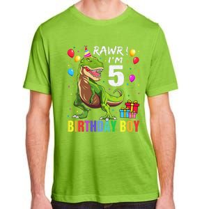 5 Year Old 5th Birthday Boy T Rex Dinosaur Adult ChromaSoft Performance T-Shirt