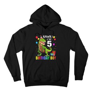 5 Year Old 5th Birthday Boy T Rex Dinosaur Hoodie