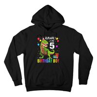 5 Year Old 5th Birthday Boy T Rex Dinosaur Hoodie