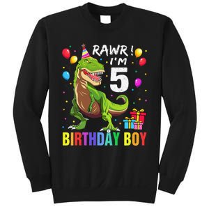 5 Year Old 5th Birthday Boy T Rex Dinosaur Sweatshirt