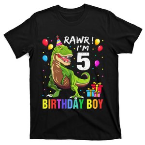 5 Year Old 5th Birthday Boy T Rex Dinosaur T-Shirt