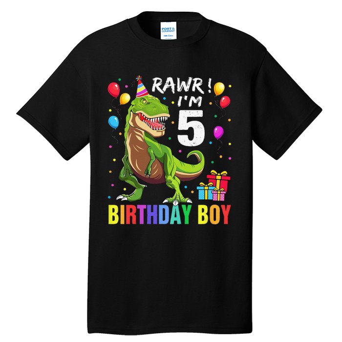 5 Year Old 5th Birthday Boy T Rex Dinosaur Tall T-Shirt