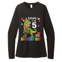 5 Year Old 5th Birthday Boy T Rex Dinosaur Womens CVC Long Sleeve Shirt